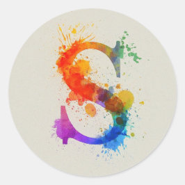 Adesivo Redondo Splash de Aquarela S