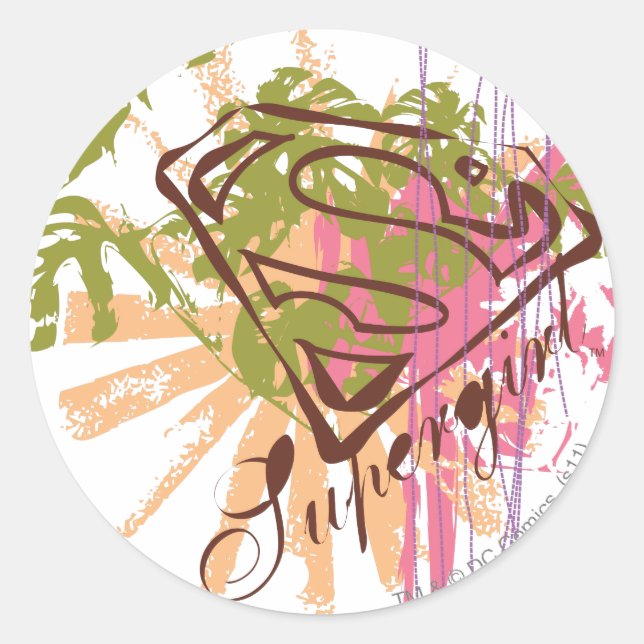 Adesivo Redondo Splash de Cor da Supergirl (Frente)