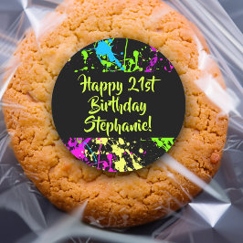 Adesivo Redondo Splatter de pintura nova retrô de 80 anos personal