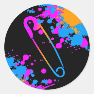 Adesivo Redondo SPLATTER RETRO do PIN de SEGURANÇA do PUNK dos