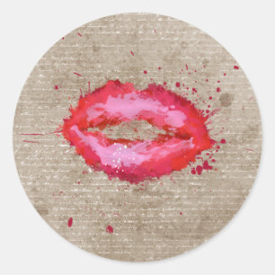 Adesivo Redondo Splatters na moda legal dos lábios dos