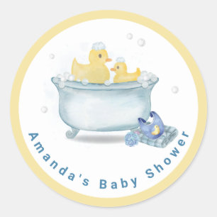 Adesivo Redondo Splish Splash Mamãe Pata Banheira Chá de Bebê