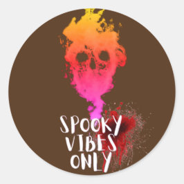 Adesivo Redondo Spookes Vibes Apenas Red Smoking Skull Halloween