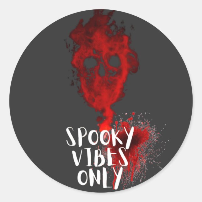 Adesivo Redondo Spookes Vibes Apenas Red Smoking Skull Halloween (Frente)