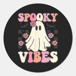 Adesivo Redondo Spookes Vibes Halloween Fantume Retro Groovy