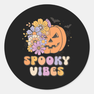 Adesivo Redondo Spookes Vibes Halloween Pumpkin Costume Retro Groo