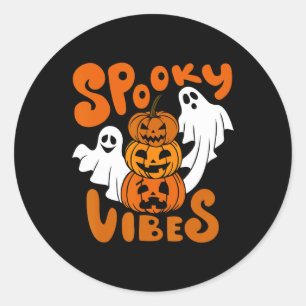 Adesivo Redondo Spookes Vibes Happy Halloween Pumpkin Boo Costumes