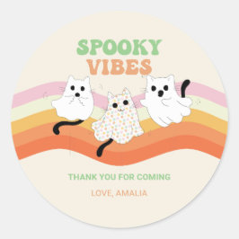 Adesivo Redondo Spookes Vibes Retro Halloween Ghost Birthday