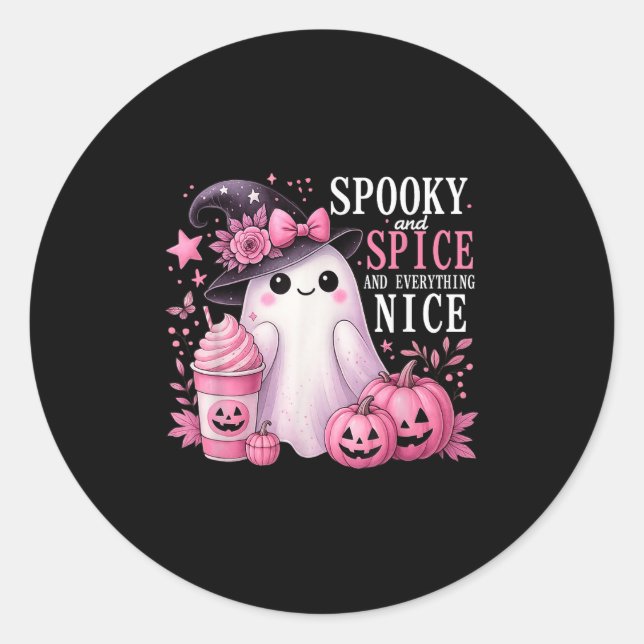 Adesivo Redondo Spooky And Spice And Everything Nice Halloween Pin (Frente)