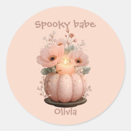 Adesivo Redondo Spooky Babe Pumpkin para Meninas