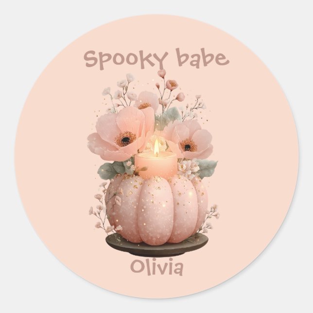 Adesivo Redondo Spooky Babe Pumpkin para Meninas (Frente)