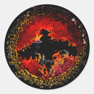 Adesivo Redondo Spooky Bat em Fire Animal
