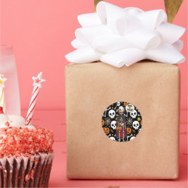 Adesivo Redondo Spooky Bones And Skeletons For Halloween