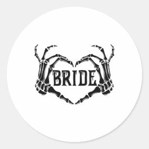 Adesivo Redondo Spooky Bride Skeleton Mãos Noivado Hal Casado