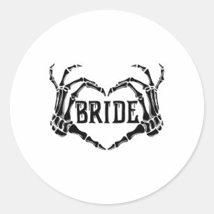 Adesivo Redondo Spooky Bride Skeleton Mãos Noivado Hal Casado