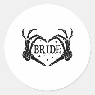 Adesivo Redondo Spooky Bride Skeleton Mãos Noivado Hal Casado