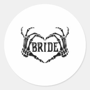 Adesivo Redondo Spooky Bride Skeleton Mãos Noivado Hal Casado