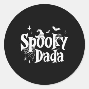 Adesivo Redondo Spooky Dada Bruxa Dia de as Bruxas engraçado Pai d