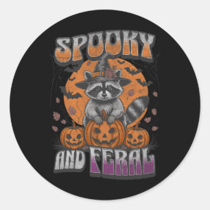 Adesivo Redondo Spooky E Feral Groovy Para Raccoon Lovers Raccoon