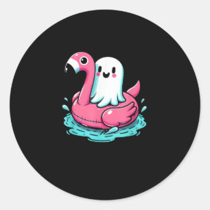 Adesivo Redondo Spooky Flamingo Funny Spooky Verão