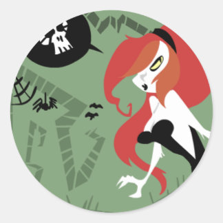 Adesivo Redondo Spooky Gal Stickers