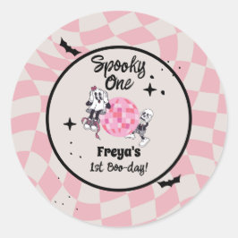 Adesivo Redondo Spooky Ghoul Halloween First Birthday