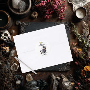 Adesivo Redondo Spooky Grim Reaper Graveyard Crow Gothic Halloween