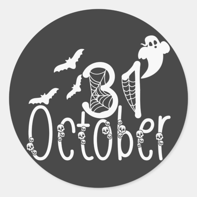 Adesivo Redondo Spooky Halloween 31 de outubro (Frente)