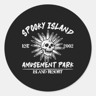 Adesivo Redondo Spooky Island Retro Halloween Skull 90s Halloween
