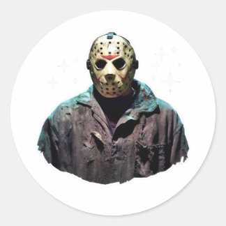 Adesivo Redondo Spooky Jason Mask Sticker - Perfeito para Ventilad