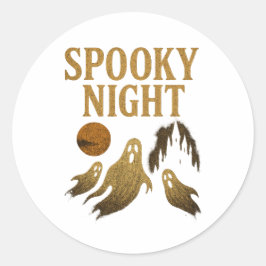 Adesivo Redondo Spooky Night Sticker Halloween Gothic Design 