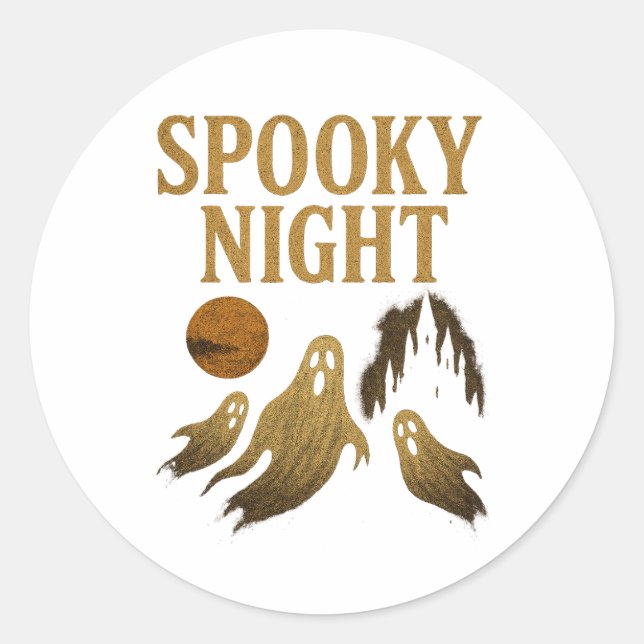 Adesivo Redondo Spooky Night Sticker Halloween Gothic Design  (Frente)