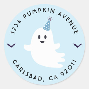 Adesivo Redondo Spooky One Ghost Halloween Aniversário Endereço de