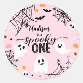 Adesivo Redondo Spooky One Pink Halloween Ghost