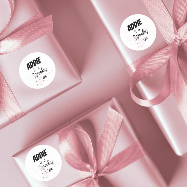 Adesivo Redondo Spooky One | primeiro aniversario de Halloween | R (Criador carregado)