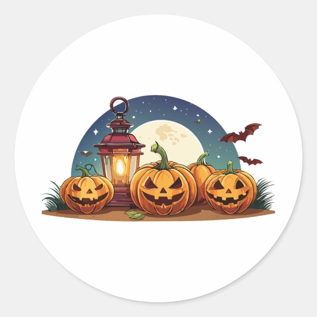 Adesivo Redondo Spooky pumpkins (Frente)