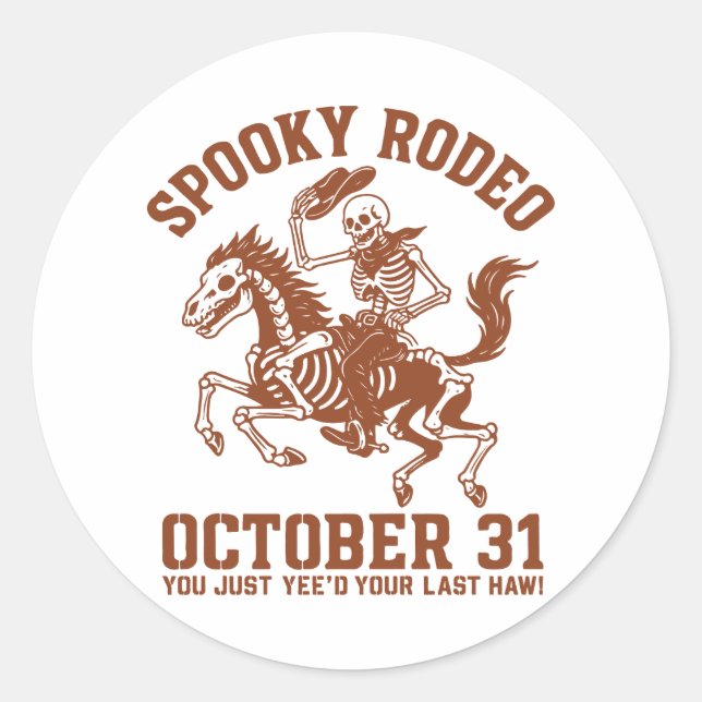 Adesivo Redondo Spooky Rodeo Halloween 31 de outubro (Frente)