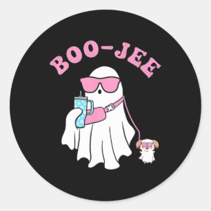 Adesivo Redondo Spooky Season Cute Ghost Halloween Costume Boujee
