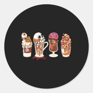 Adesivo Redondo "Spooky Season Fall Coffee Horror Movie and Coffee