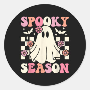 Adesivo Redondo Spooky Season Halloween Ghost Costume Retro Groovy