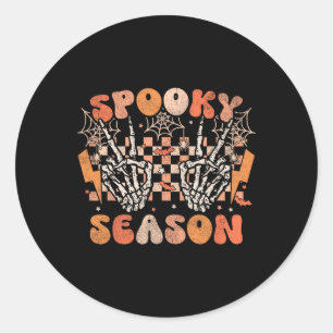 Adesivo Redondo Spooky Season Halloween Skeleton Costume Retro Gro