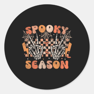 Adesivo Redondo Spooky Season Halloween Skeleton Costume Retro Gro