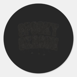 Adesivo Redondo Spooky Season Halloween Spider Webs Varsity Text W
