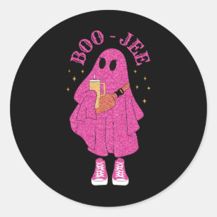 Adesivo Redondo Spooky Season Pink Ghost Halloween Costume Boujee