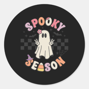 Adesivo Redondo Spooky Season Retro Feliz Halloween Mulheres Fanta