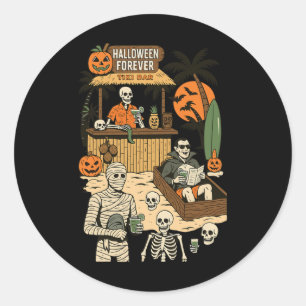 Adesivo Redondo Spooky Summer Halloween Retro Summer Horror Charac