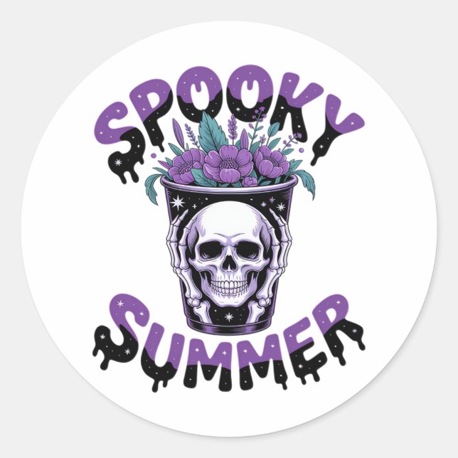 Adesivo Redondo Spooky Summer Skeletonsummerbetween (Frente)