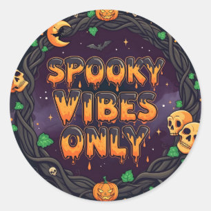Adesivo Redondo Spooky Vibes Apenas Halloween