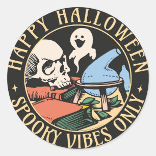 Adesivo Redondo Spooky Vibes Apenas Vintage Halloween