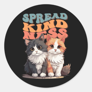 Adesivo Redondo Spread Kindness - Adorable Cat Duo Design Sticker